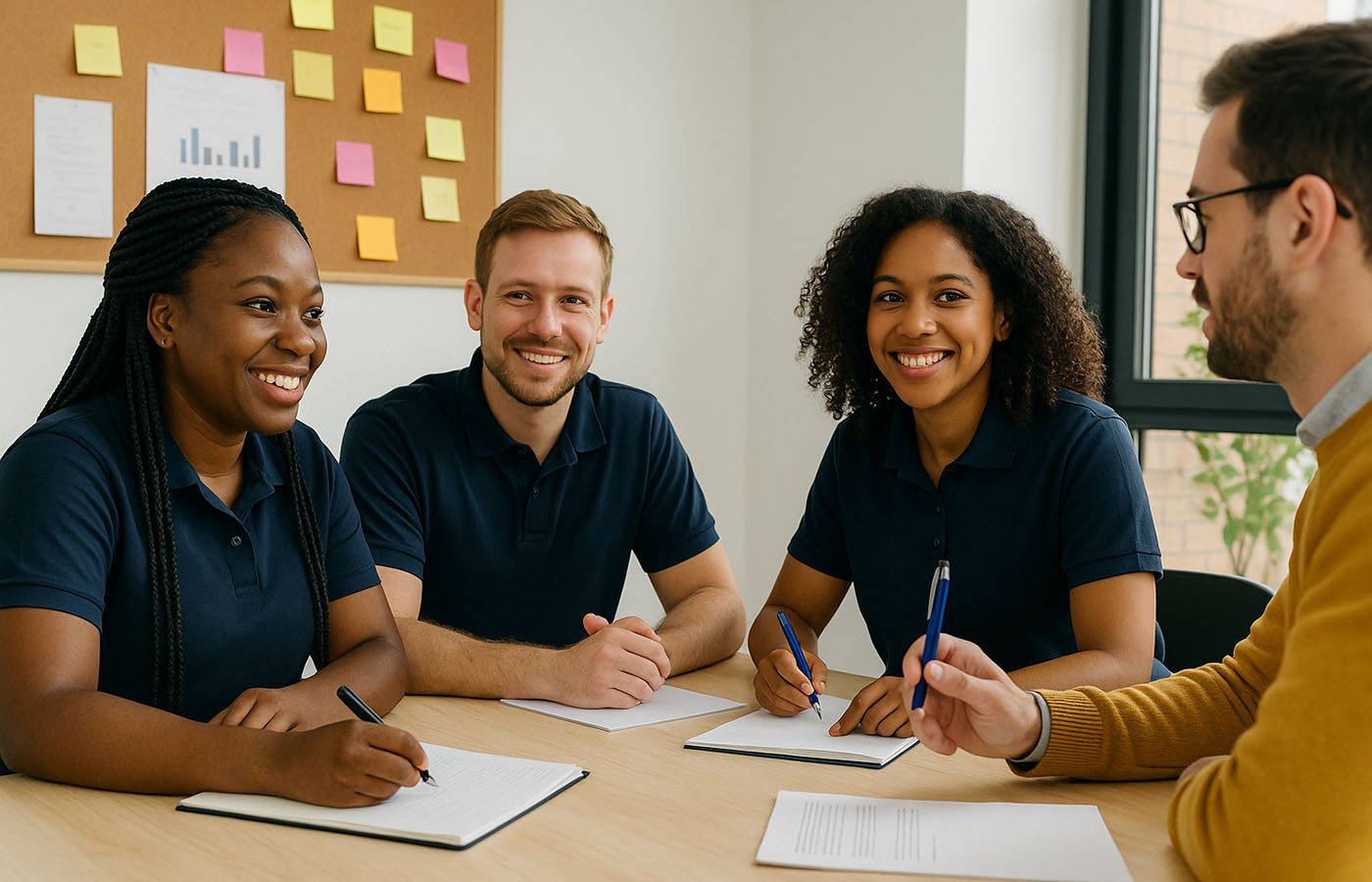 Support worker with client